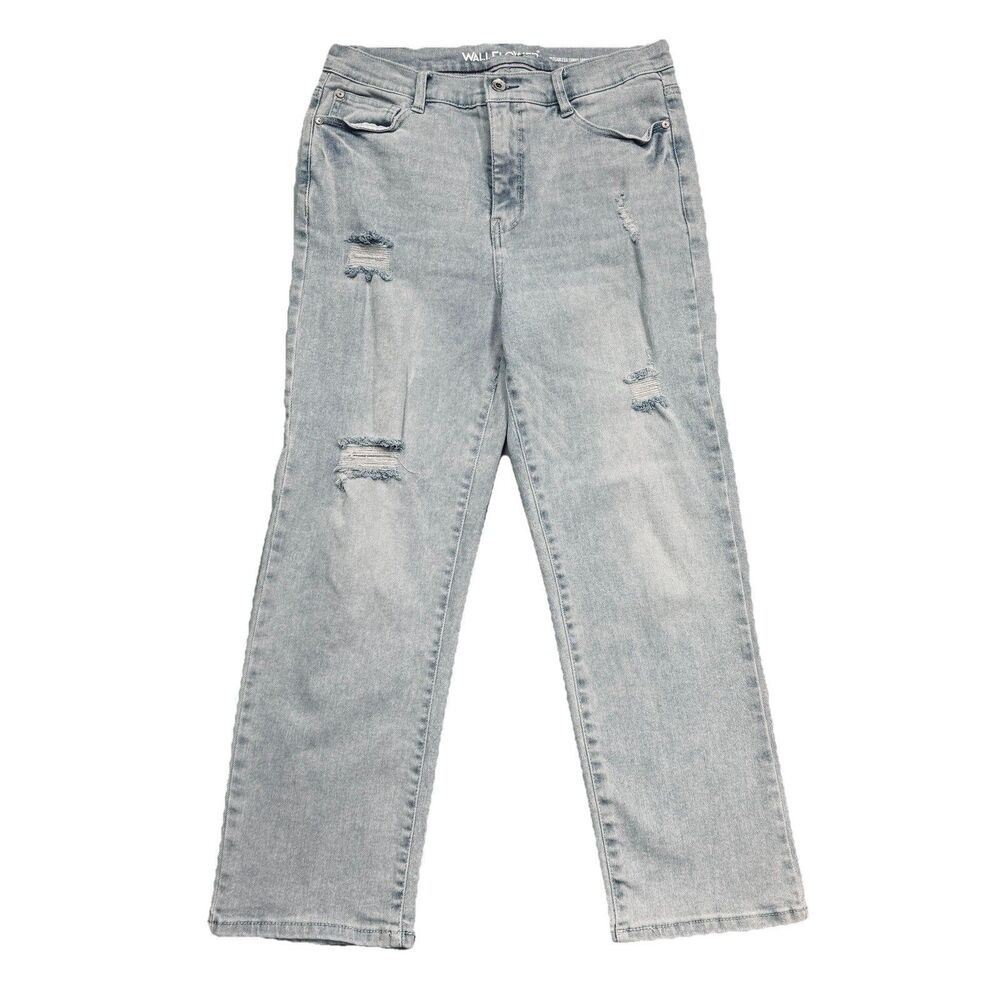 Wallflower Jeans Fearless Curvy Super High Rise Crop 10 (30x25) Blue Distressed